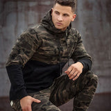 Men's 2 Piece Hooded Sportswear Set Spring Autumn New Men's Loose Camouflage Zipper Sweatshirt + Sweatpants Outdoor Tracksuit
