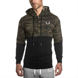 Men's 2 Piece Hooded Sportswear Set Spring Autumn New Men's Loose Camouflage Zipper Sweatshirt + Sweatpants Outdoor Tracksuit