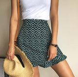 Women Dots Mini Skirt Green White Saia High Waistline Faldas sexy Skirts 2020 Summer