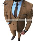 New Pink Men's Prom Tuxedos Fashion Double Breasted Suit Slim Fit 3 Piece Notch Lapel Wedding Groomsmen (Blazer+Vest+Pants)