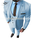 New Pink Men's Prom Tuxedos Fashion Double Breasted Suit Slim Fit 3 Piece Notch Lapel Wedding Groomsmen (Blazer+Vest+Pants)