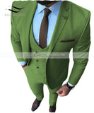 New Pink Men's Prom Tuxedos Fashion Double Breasted Suit Slim Fit 3 Piece Notch Lapel Wedding Groomsmen (Blazer+Vest+Pants)