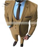 New Pink Men's Prom Tuxedos Fashion Double Breasted Suit Slim Fit 3 Piece Notch Lapel Wedding Groomsmen (Blazer+Vest+Pants)