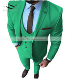 New Pink Men's Prom Tuxedos Fashion Double Breasted Suit Slim Fit 3 Piece Notch Lapel Wedding Groomsmen (Blazer+Vest+Pants)