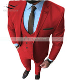 New Pink Men's Prom Tuxedos Fashion Double Breasted Suit Slim Fit 3 Piece Notch Lapel Wedding Groomsmen (Blazer+Vest+Pants)