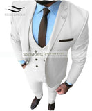 New Pink Men's Prom Tuxedos Fashion Double Breasted Suit Slim Fit 3 Piece Notch Lapel Wedding Groomsmen (Blazer+Vest+Pants)