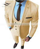 New Pink Men's Prom Tuxedos Fashion Double Breasted Suit Slim Fit 3 Piece Notch Lapel Wedding Groomsmen (Blazer+Vest+Pants)