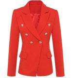 TOP QUALITY New Fashion 2020 Designer Blazer Jacket Women's Double Breasted Metal Lion Buttons Blazer Outer size S-XXXL