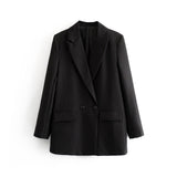 Autumn and winter women's suit casual solid color double-breasted pocket decorative suit