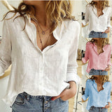 Plus Size V-Neck Women's Office Ladies Shirt Long Sleeve Solid 2020 Spring Summer Leisure Shirts Button Cardigan Loose Tops