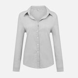 Plus Size V-Neck Women's Office Ladies Shirt Long Sleeve Solid 2020 Spring Summer Leisure Shirts Button Cardigan Loose Tops