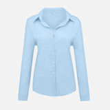 Plus Size V-Neck Women's Office Ladies Shirt Long Sleeve Solid 2020 Spring Summer Leisure Shirts Button Cardigan Loose Tops