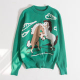 High Qualtyi Runway Designer Cat Print Knitted Sweaters Pullovers Women Autumn Winter Long Sleeve Harajuku Sweet Jumper C-192