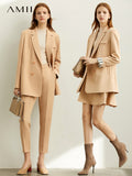 Amii 2020 Office Lady fashion Skirt&Pants + Coat Two Piece Set women's spring Solid new suit jacket Englishism 11930300