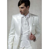 2017 White Satin Italian Men Suit Slim Fit 3 Piece costume homme Custom Gentle Groom Party Blazer mens suits Terno Masculino