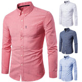 2019 Men Dress Shirt Long Sleeve Slim  Man Shirts Designer High Quality Solid Male Clothing Fit Business Shirts