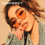 SIMPRECT Retro Sunglasses Women 2020 Round Women'S Sunglasses Vintage Red Yellow Black Designer  Sun Glasses For Women Oculos