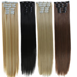 DIFEI 24Inchs 16 Clips in Hair Extensions Long Straight Hairstyle Synthetic Blonde Black Hairpieces Heat Resistant False Hair