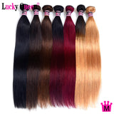 Brazilian Straight Hair Weave Bundles Non-Remy 30 Inch Human Hair Extensions color 1B/2/4/27/99J/Burgundy Ombre Bundles