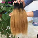 Brazilian Straight Hair Weave Bundles Non-Remy 30 Inch Human Hair Extensions color 1B/2/4/27/99J/Burgundy Ombre Bundles