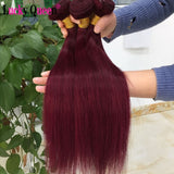 Brazilian Straight Hair Weave Bundles Non-Remy 30 Inch Human Hair Extensions color 1B/2/4/27/99J/Burgundy Ombre Bundles