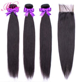 Human Hair Bundles With Closure Straight Brazilian Hair Weave 3 Bundles With Closure 28 30 Inch Bundles With 22 24 Inch Closure
