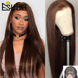 Straight Brown Color Human Hair Wigs For Women Peruvian Honey Blond 4x4 Lace Wig PrePlucked #4 Ginger Orange Closure Wig 150%