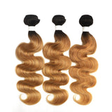 T1B/27 Ombre Brazilian Body Wave Hair Bundles 8-26 Inch Honey Blonde Human Hair Extension 1/3/4 PCS Non-Remy Hair Weave Bundles