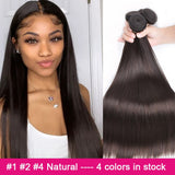 BEAUDIVA #1 #2 #4 Natural Color Straight Remy Brazilian Hair Weave Bundles 3/4 Pcs Human Hair Extensions 95Gram Free Shipping