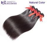 BEAUDIVA #1 #2 #4 Natural Color Straight Remy Brazilian Hair Weave Bundles 3/4 Pcs Human Hair Extensions 95Gram Free Shipping