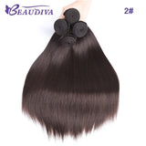 BEAUDIVA #1 #2 #4 Natural Color Straight Remy Brazilian Hair Weave Bundles 3/4 Pcs Human Hair Extensions 95Gram Free Shipping
