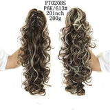 LISI GIRL Synthetic Women Claw on Ponytail Clip in Hair Extensions Wavy Curly Style Pony Tail Hairpiece Brown Blonde Hairstyle