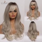 EASIHAIR Long Black Wigs Cosplay Body Wave Synthetic Wigs with Full Bangs For White/Black Women Brazilian American Natural Hair