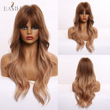 EASIHAIR Long Black Wigs Cosplay Body Wave Synthetic Wigs with Full Bangs For White/Black Women Brazilian American Natural Hair