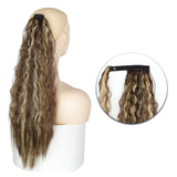 AZQUEEN Synthetic Corn Wavy Long Ponytail  Hairpiece Wrap on Clip Hair Extensions Ombre Brown Pony Tail Blonde Fack Hair