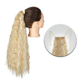 AZQUEEN Synthetic Corn Wavy Long Ponytail  Hairpiece Wrap on Clip Hair Extensions Ombre Brown Pony Tail Blonde Fack Hair