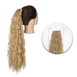 AZQUEEN Synthetic Corn Wavy Long Ponytail  Hairpiece Wrap on Clip Hair Extensions Ombre Brown Pony Tail Blonde Fack Hair