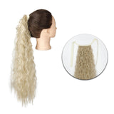AZQUEEN Synthetic Corn Wavy Long Ponytail  Hairpiece Wrap on Clip Hair Extensions Ombre Brown Pony Tail Blonde Fack Hair