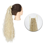AZQUEEN Synthetic Corn Wavy Long Ponytail  Hairpiece Wrap on Clip Hair Extensions Ombre Brown Pony Tail Blonde Fack Hair