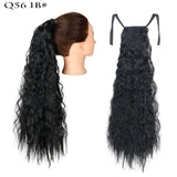 Long Curly Ponytail Wrap Around Ponytail Clip in Hair Extensions Natural Hairpiece Headwear Synthetic Hair Brown Gray