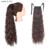 Long Curly Ponytail Wrap Around Ponytail Clip in Hair Extensions Natural Hairpiece Headwear Synthetic Hair Brown Gray