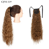Long Curly Ponytail Wrap Around Ponytail Clip in Hair Extensions Natural Hairpiece Headwear Synthetic Hair Brown Gray