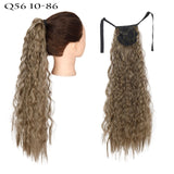 Long Curly Ponytail Wrap Around Ponytail Clip in Hair Extensions Natural Hairpiece Headwear Synthetic Hair Brown Gray