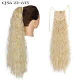 Long Curly Ponytail Wrap Around Ponytail Clip in Hair Extensions Natural Hairpiece Headwear Synthetic Hair Brown Gray