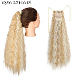 Long Curly Ponytail Wrap Around Ponytail Clip in Hair Extensions Natural Hairpiece Headwear Synthetic Hair Brown Gray