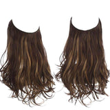 Synthetic NO Clip In Halo Hair Extensions Natural Wave Fake Hair Piece 14" 16" 18" Blonde Black Brown Curly False Hair Hairpiece