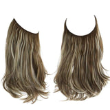 Synthetic NO Clip In Halo Hair Extensions Natural Wave Fake Hair Piece 14" 16" 18" Blonde Black Brown Curly False Hair Hairpiece