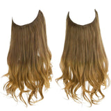 Synthetic NO Clip In Halo Hair Extensions Natural Wave Fake Hair Piece 14" 16" 18" Blonde Black Brown Curly False Hair Hairpiece