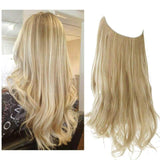 Synthetic NO Clip In Halo Hair Extensions Natural Wave Fake Hair Piece 14" 16" 18" Blonde Black Brown Curly False Hair Hairpiece
