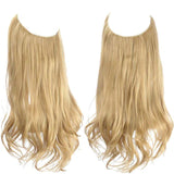 Synthetic NO Clip In Halo Hair Extensions Natural Wave Fake Hair Piece 14" 16" 18" Blonde Black Brown Curly False Hair Hairpiece